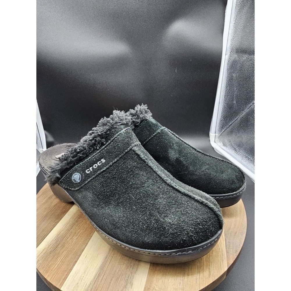 Crocs Cobbler Clog Shoes Womens Size 9  Leather Faux Fur‎ Slip On